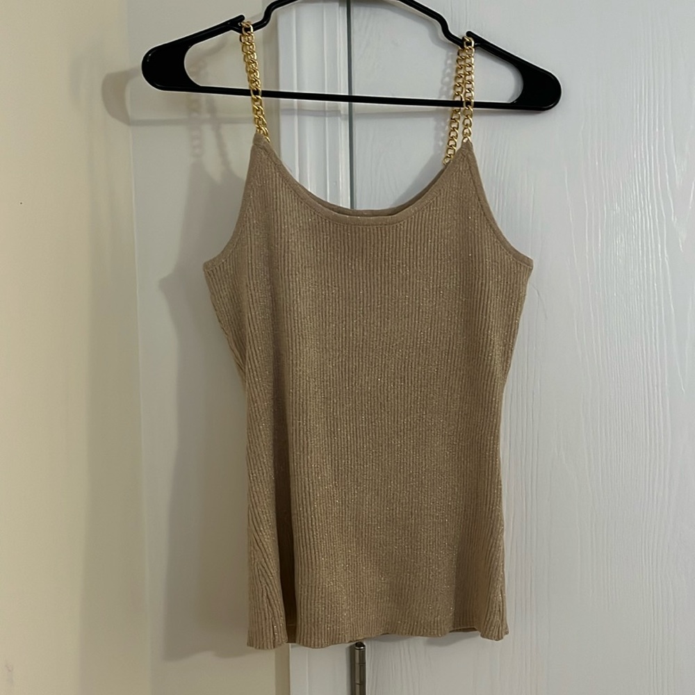 Tan and gold tank with chain straps